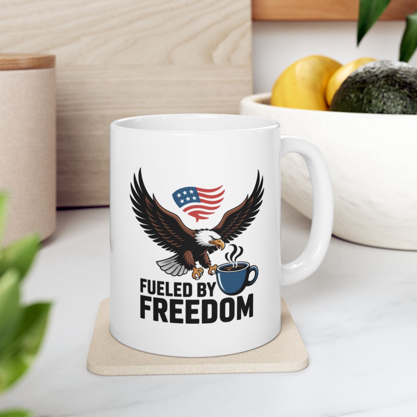 Fueled by Freedom Mug – Patriotic Bald Eagle American Coffee Cup