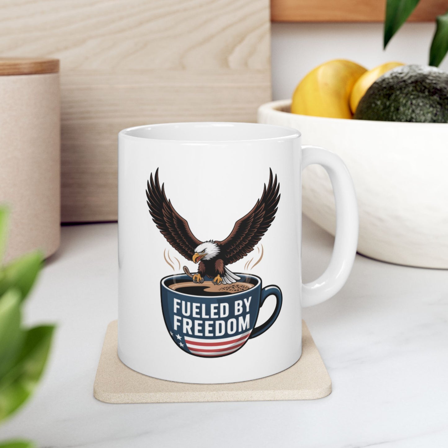Fueled by Freedom Mug – Bald Eagle Landing Patriotic Coffee Cup