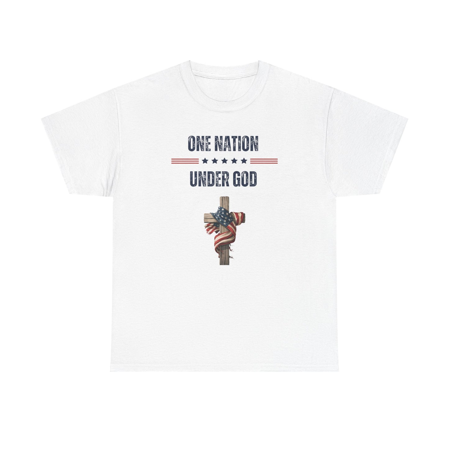 One Nation Under God T-Shirt – Christian Patriotic Cross with American Flag Tee