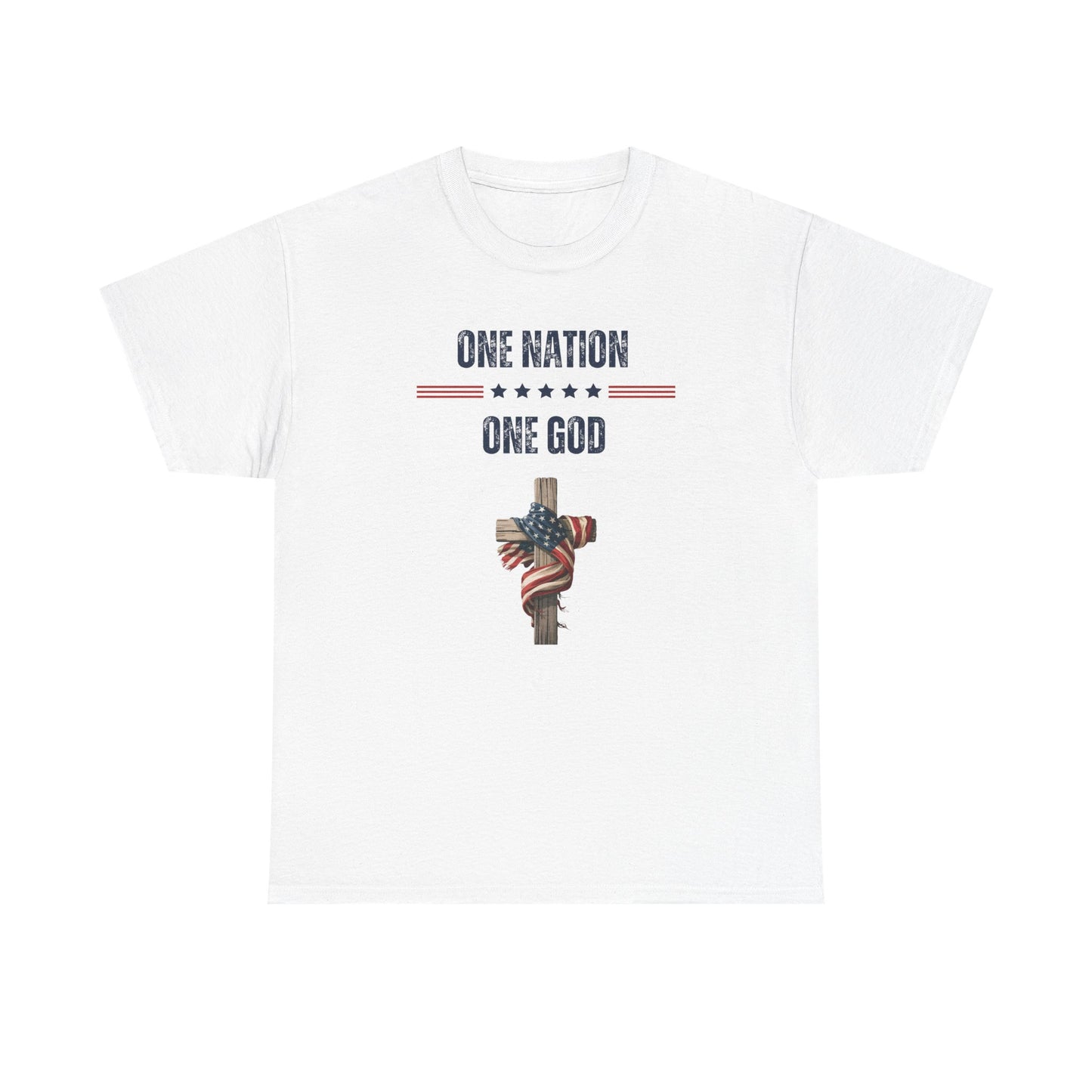 One Nation One God T-Shirt | Christian Patriotic Cross & American Flag