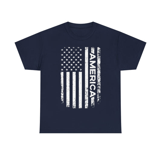 Distressed American Flag T-Shirt – Bold Patriotic America Tee for Conservatives