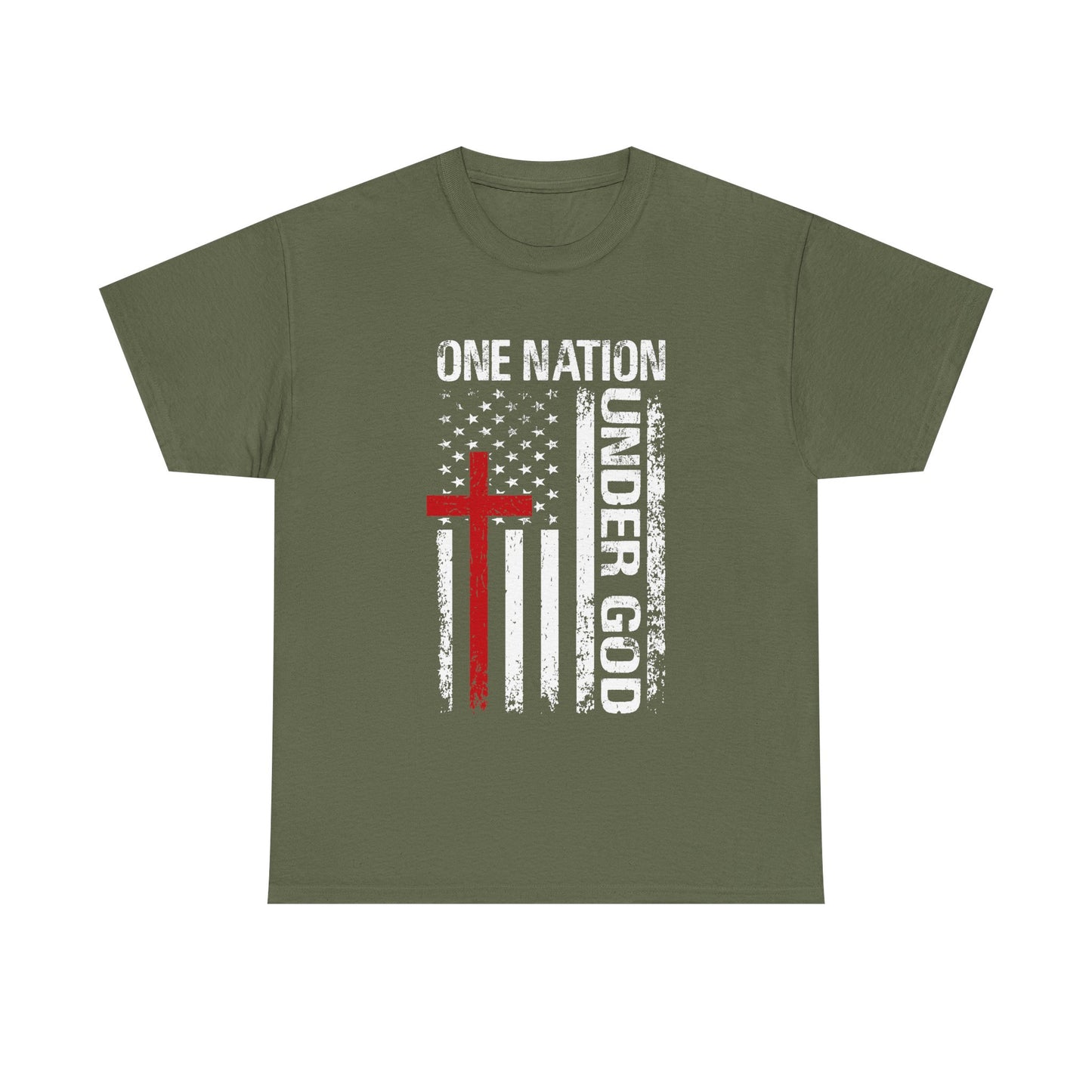 One Nation Under God T-Shirt – Christian Patriotic Cross & American Flag Tee