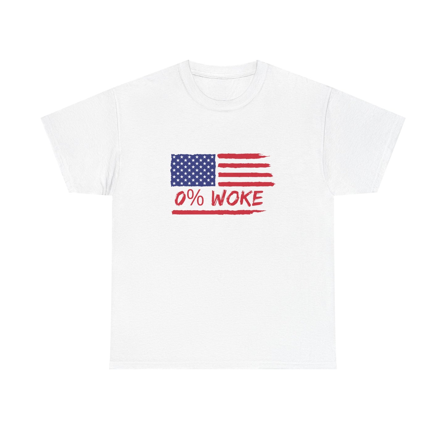 0% Woke American Flag T-Shirt – Patriotic Anti-Woke Freedom Tee