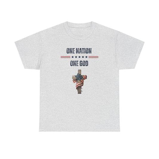 One Nation One God T-Shirt | Christian Patriotic Cross & American Flag