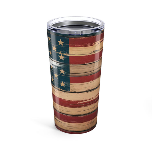Faith and Freedom Tumbler – American Flag with Cross | Patriotic Christian Drink Cup
