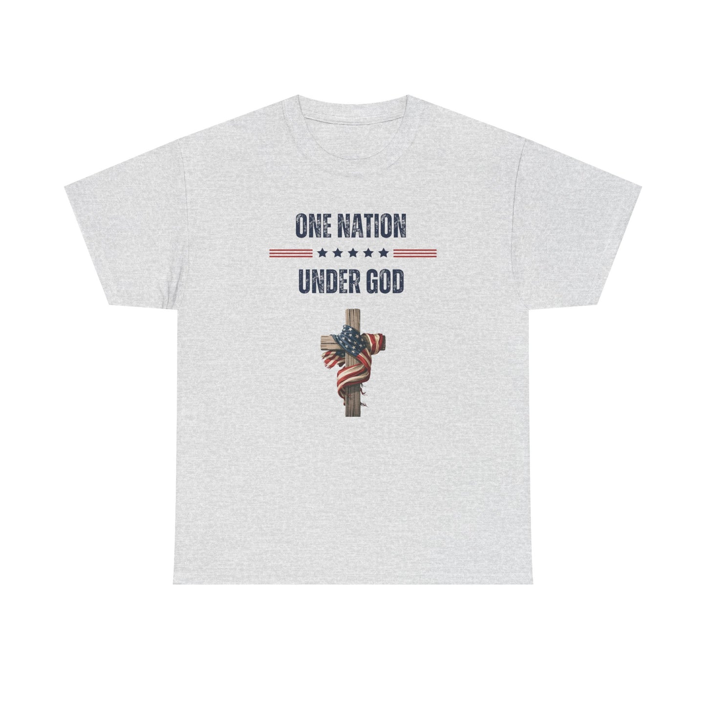 One Nation Under God T-Shirt – Christian Patriotic Cross with American Flag Tee