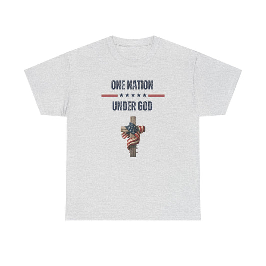 One Nation Under God T-Shirt – Christian Patriotic Cross with American Flag Tee