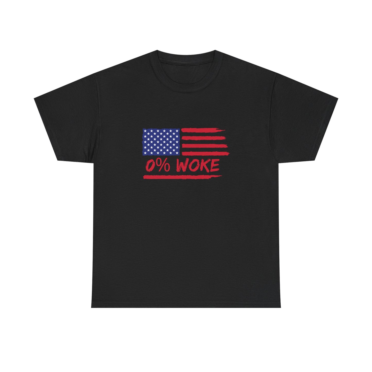 0% Woke American Flag T-Shirt – Patriotic Anti-Woke Freedom Tee