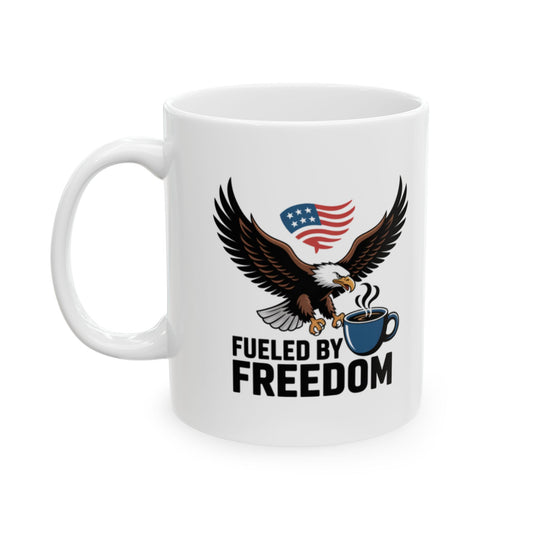 Fueled by Freedom Mug – Patriotic Bald Eagle American Coffee Cup