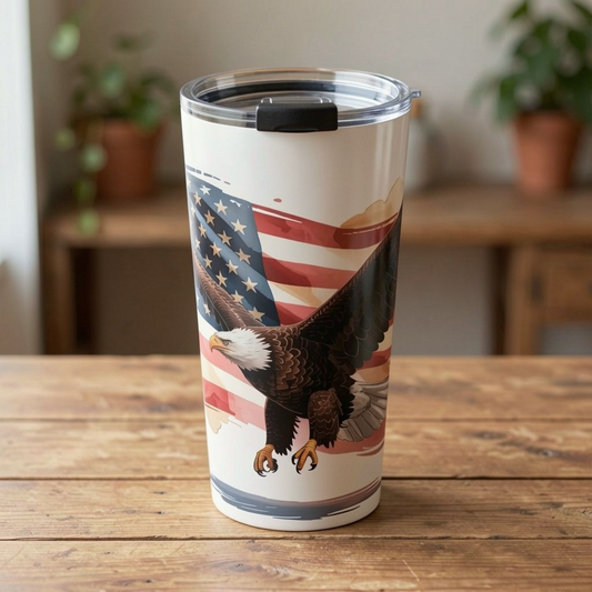 Bald Eagle Tumbler – American Flag Patriotic Drink Cup | Conservative 2A MAGA Gift