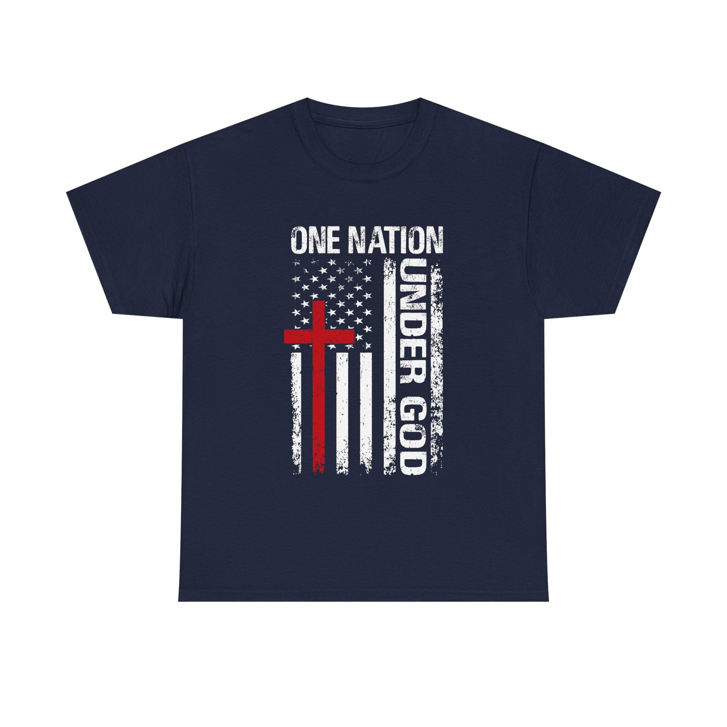 One Nation Under God T-Shirt – Christian Patriotic Cross & American Flag Tee