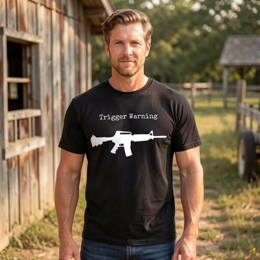Trigger Warning AR-15 T-Shirt – Pro 2A Patriotic Conservative Tee