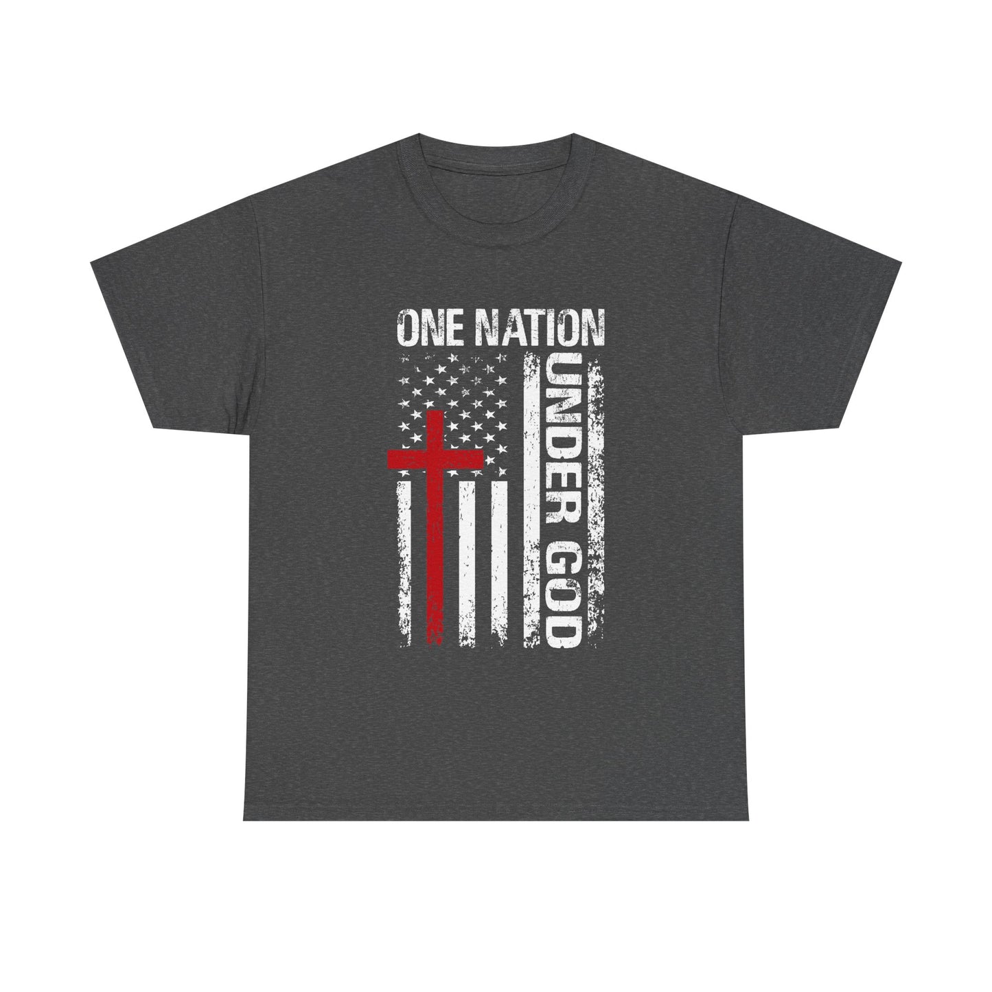 One Nation Under God T-Shirt – Christian Patriotic Cross & American Flag Tee