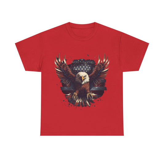 Flying Bald Eagle T-Shirt – Patriotic American Flag USA Tee