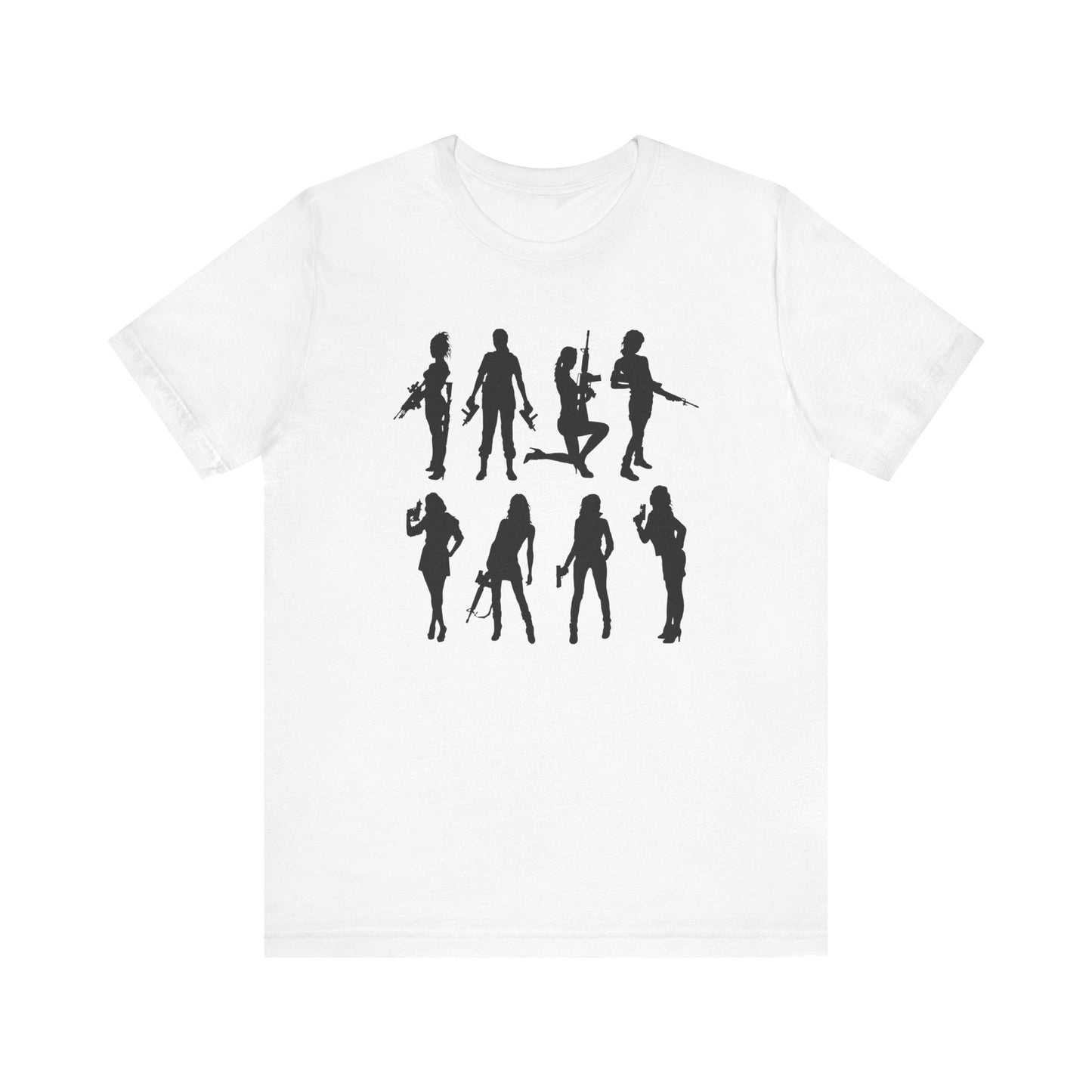 Women Gun Silhouettes T-Shirt – Patriotic 2A Empowerment Tee for Conservative Women