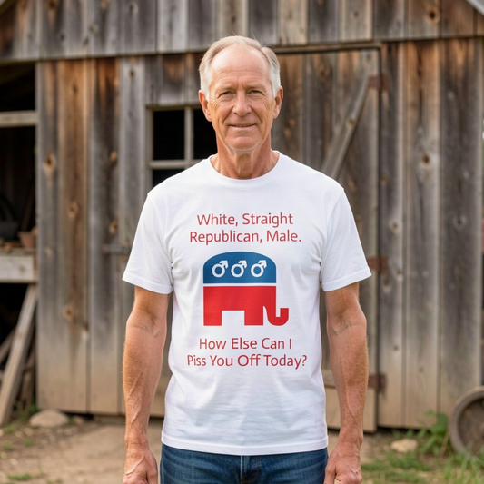 White Straight Republican Male T-Shirt – Bold MAGA & Conservative Statement Tee for Men