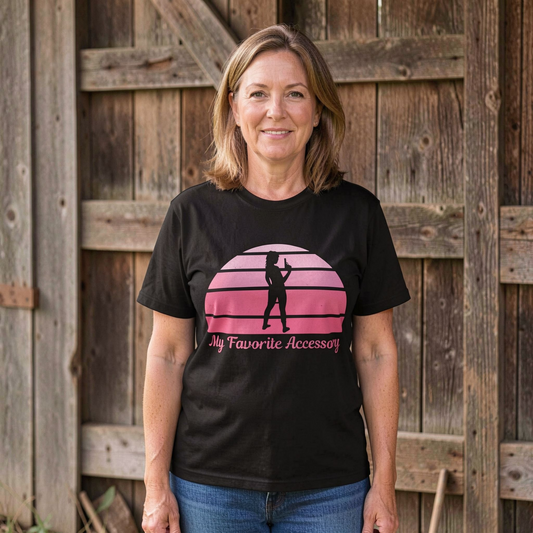 My Favorite Accessory Women’s T-Shirt – Pro Gun 2A Silhouette Tee | Conservative Apparel